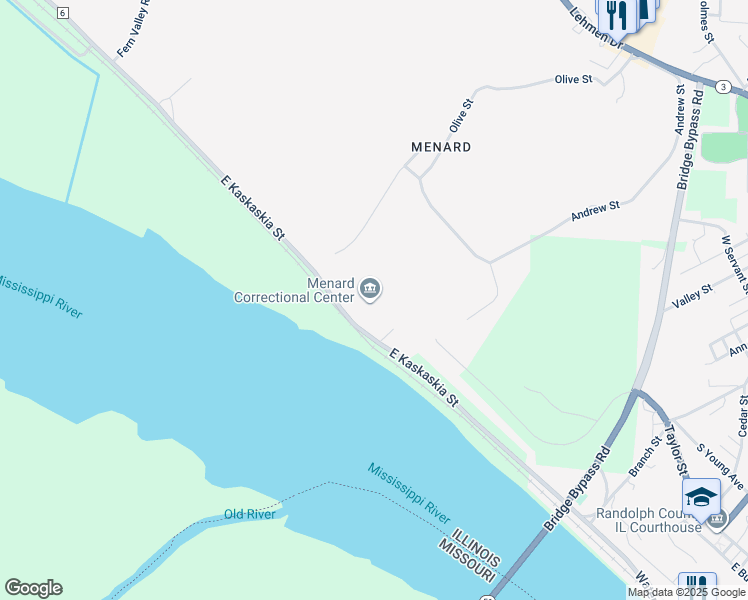 map of restaurants, bars, coffee shops, grocery stores, and more near 711 East Kaskaskia Street in Chester