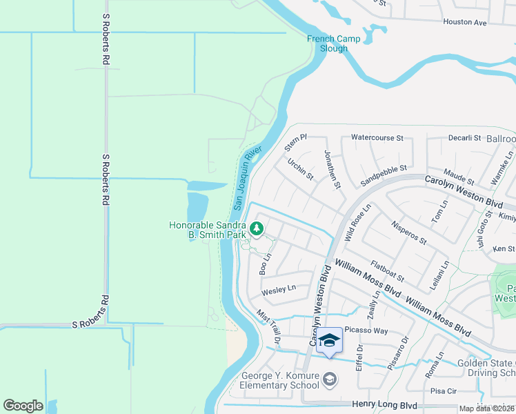 map of restaurants, bars, coffee shops, grocery stores, and more near 2525 Stern Place in Stockton