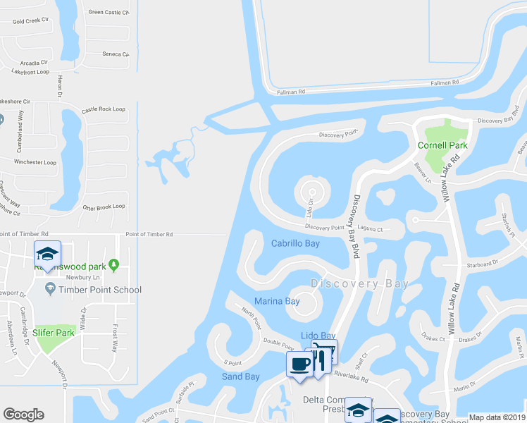map of restaurants, bars, coffee shops, grocery stores, and more near 4930 Discovery Point in Discovery Bay