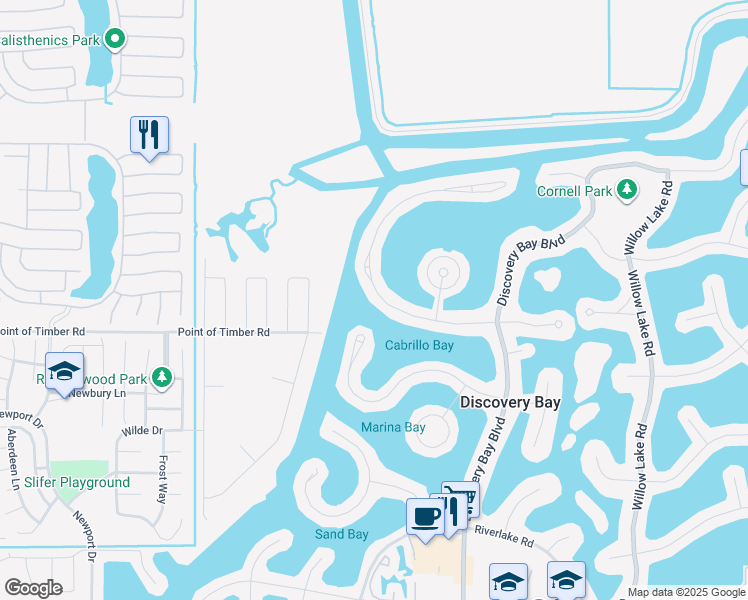 map of restaurants, bars, coffee shops, grocery stores, and more near 4930 Discovery Point in Discovery Bay