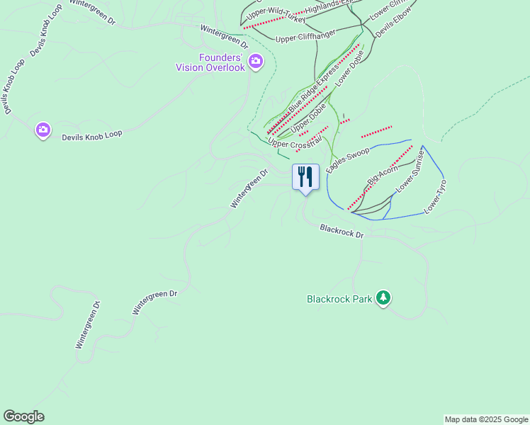 map of restaurants, bars, coffee shops, grocery stores, and more near 2410 Wintergreen Drive in Roseland