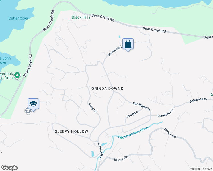 map of restaurants, bars, coffee shops, grocery stores, and more near 6 Katrina Court in Orinda