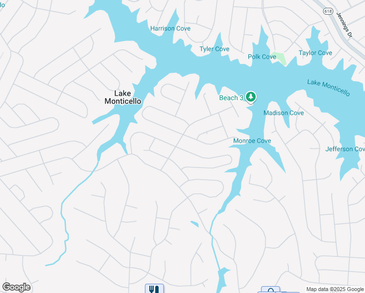 map of restaurants, bars, coffee shops, grocery stores, and more near 51 Amethyst Road in Palmyra