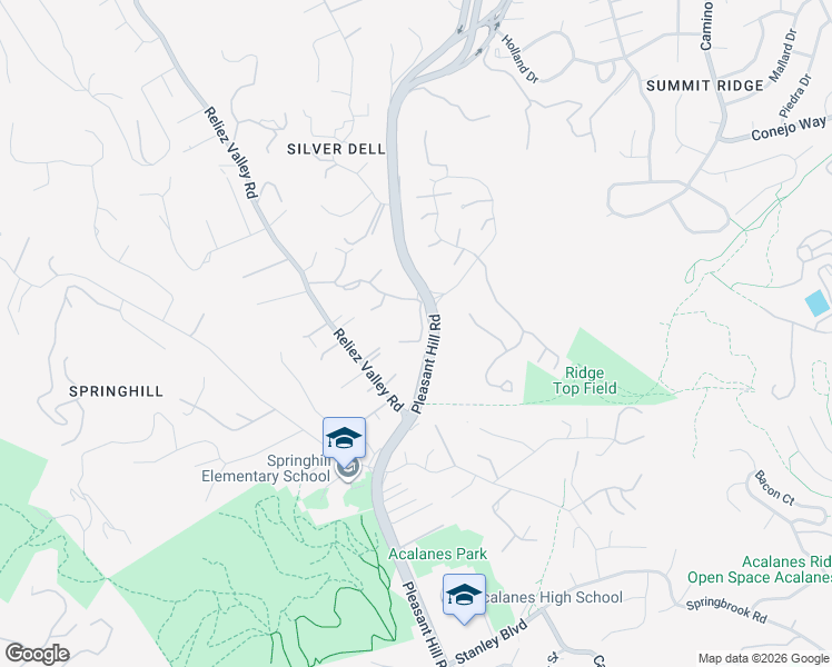 map of restaurants, bars, coffee shops, grocery stores, and more near 10 Candlelight Lane in Lafayette