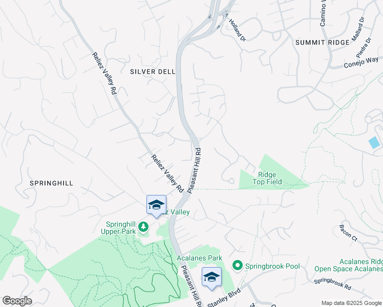 map of restaurants, bars, coffee shops, grocery stores, and more near 10 Candlelight Lane in Lafayette