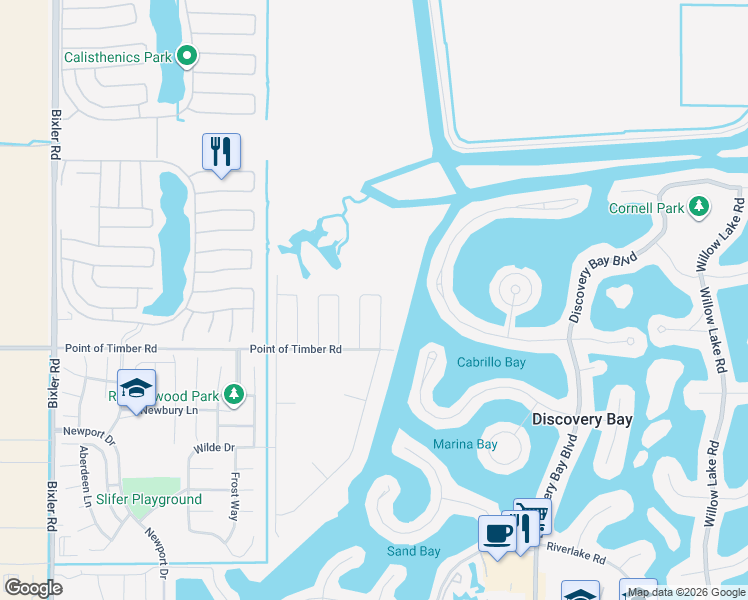 map of restaurants, bars, coffee shops, grocery stores, and more near 550 Lee Loop in Discovery Bay