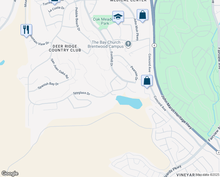 map of restaurants, bars, coffee shops, grocery stores, and more near 923 Augusta Drive in Brentwood