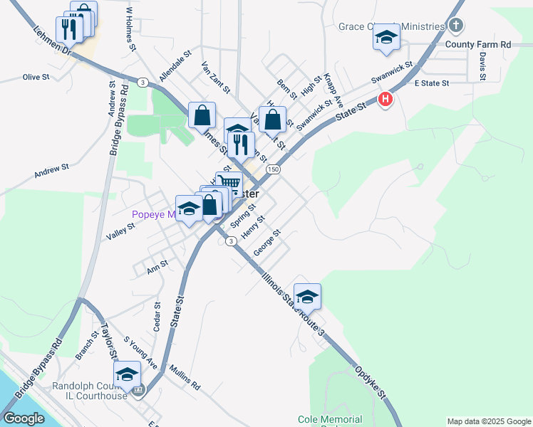 map of restaurants, bars, coffee shops, grocery stores, and more near 1112 Henry Street in Chester