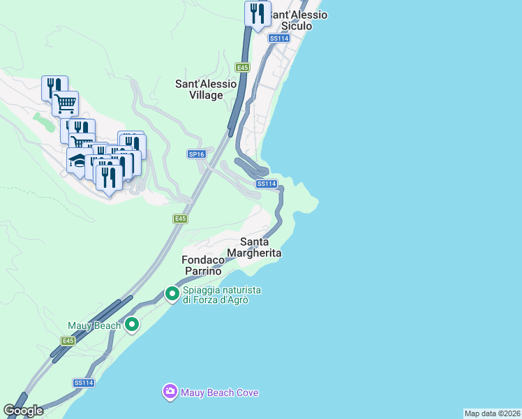 map of restaurants, bars, coffee shops, grocery stores, and more near 1 Via Santa Margherita in Santa Margherita
