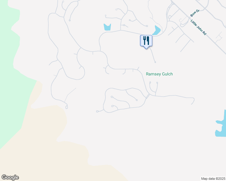 map of restaurants, bars, coffee shops, grocery stores, and more near 1200 Knolls Drive in Copperopolis