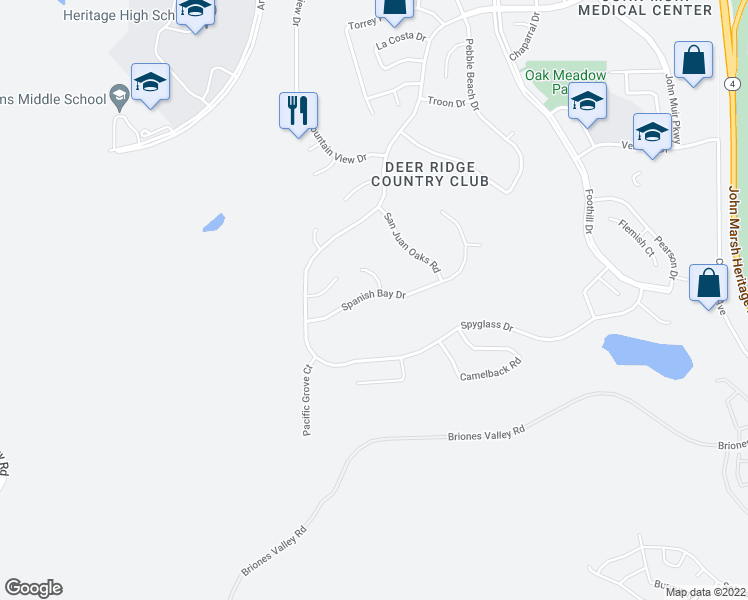 map of restaurants, bars, coffee shops, grocery stores, and more near 2898 Spanish Bay Dr in Brentwood