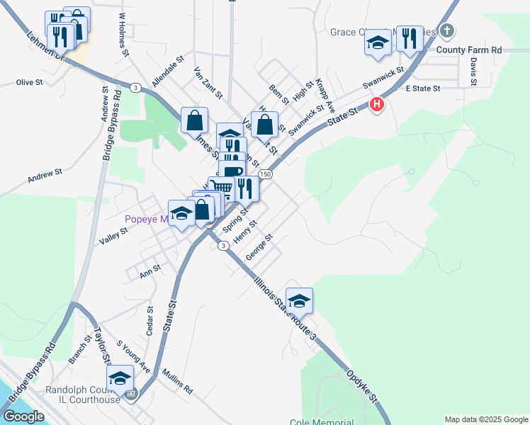 map of restaurants, bars, coffee shops, grocery stores, and more near 1112 Henry Street in Chester