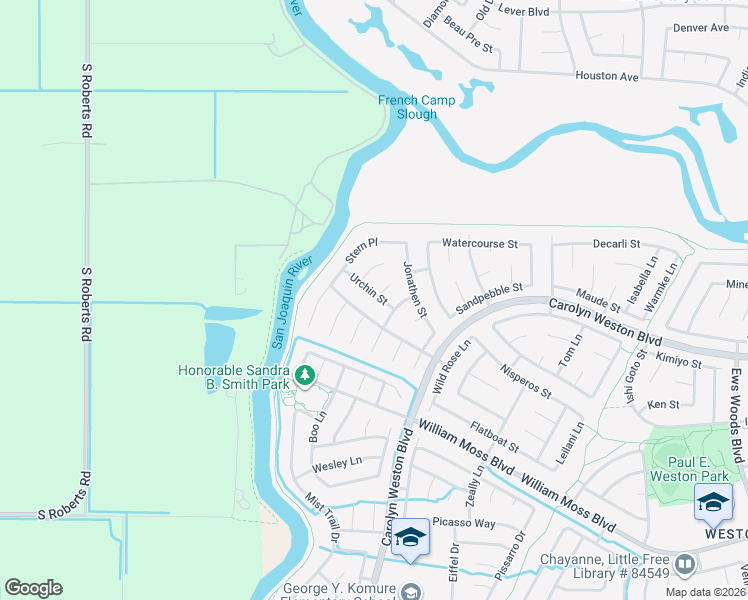 map of restaurants, bars, coffee shops, grocery stores, and more near 3170 Urchin Street in Stockton