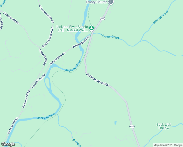 map of restaurants, bars, coffee shops, grocery stores, and more near Jackson River Road in Hot Springs