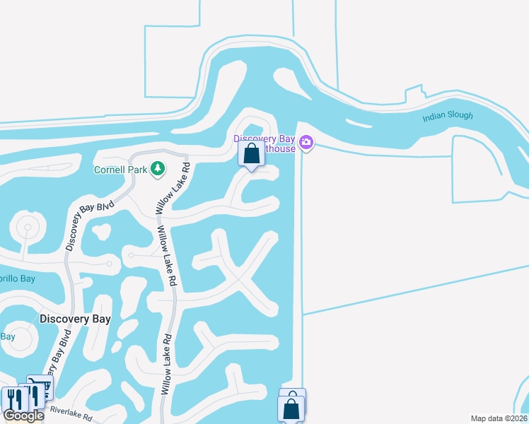 map of restaurants, bars, coffee shops, grocery stores, and more near 5690 Beaver Lane in Discovery Bay