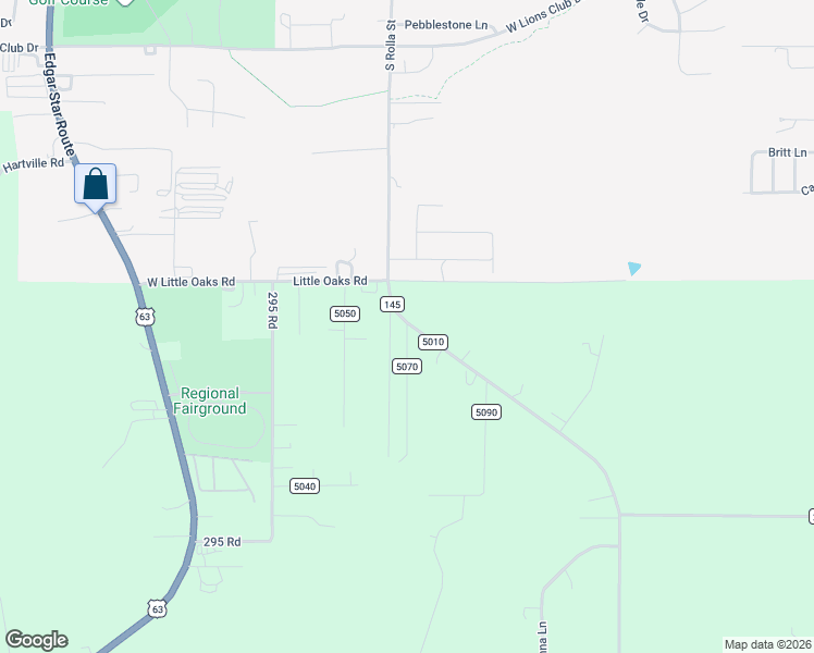 map of restaurants, bars, coffee shops, grocery stores, and more near 12895 County Road 5070 in Rolla