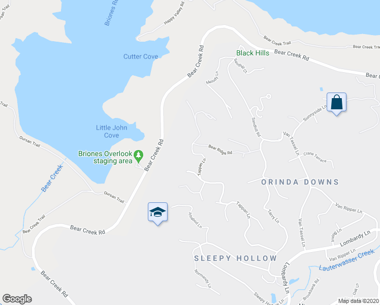 map of restaurants, bars, coffee shops, grocery stores, and more near 121 Tappan Lane in Orinda