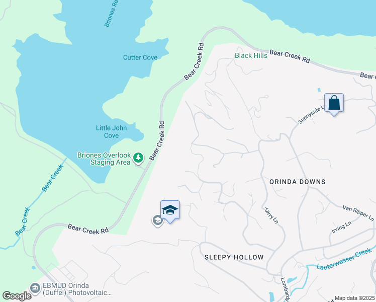 map of restaurants, bars, coffee shops, grocery stores, and more near 121 Tappan Lane in Orinda