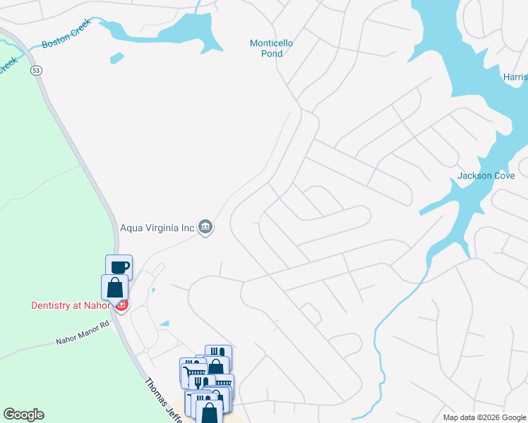map of restaurants, bars, coffee shops, grocery stores, and more near 17 Nahor Drive in Palmyra