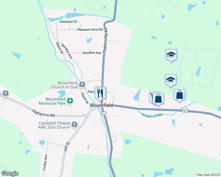 map of restaurants, bars, coffee shops, grocery stores, and more near McKay Ave in Bloomfield