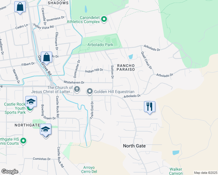 map of restaurants, bars, coffee shops, grocery stores, and more near 3580 Eris Court in Walnut Creek