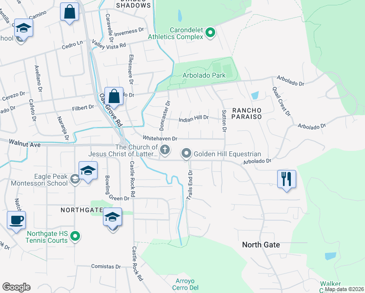 map of restaurants, bars, coffee shops, grocery stores, and more near 743 North Gate Place in Walnut Creek