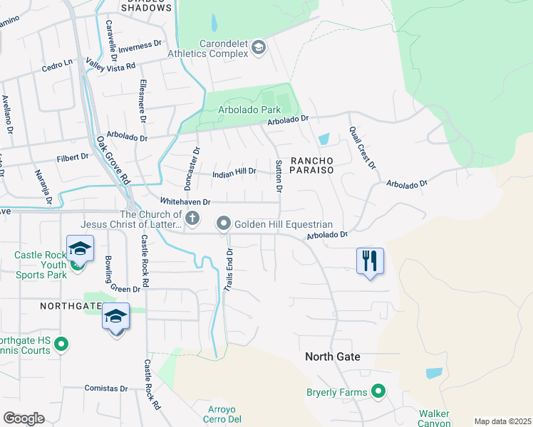map of restaurants, bars, coffee shops, grocery stores, and more near 3580 Eris Court in Walnut Creek