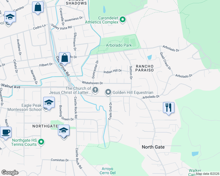 map of restaurants, bars, coffee shops, grocery stores, and more near 743 North Gate Place in Walnut Creek