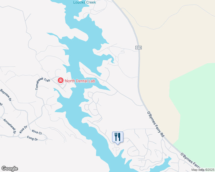map of restaurants, bars, coffee shops, grocery stores, and more near 6094 Bluff View Road in Copperopolis