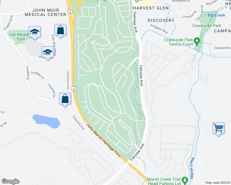 map of restaurants, bars, coffee shops, grocery stores, and more near 645 Baldwin Drive in Brentwood