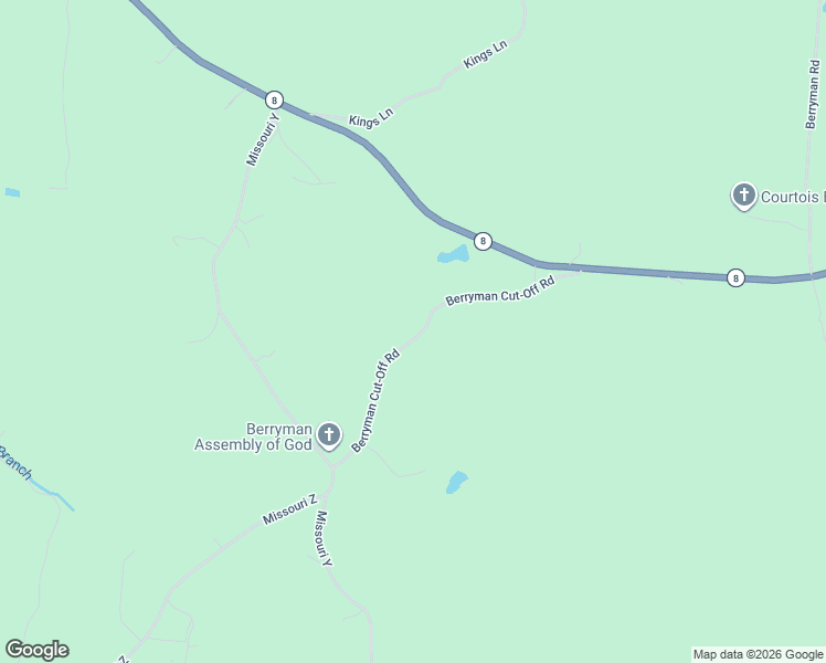 map of restaurants, bars, coffee shops, grocery stores, and more near 20 Berryman Cut-Off Road in Steelville