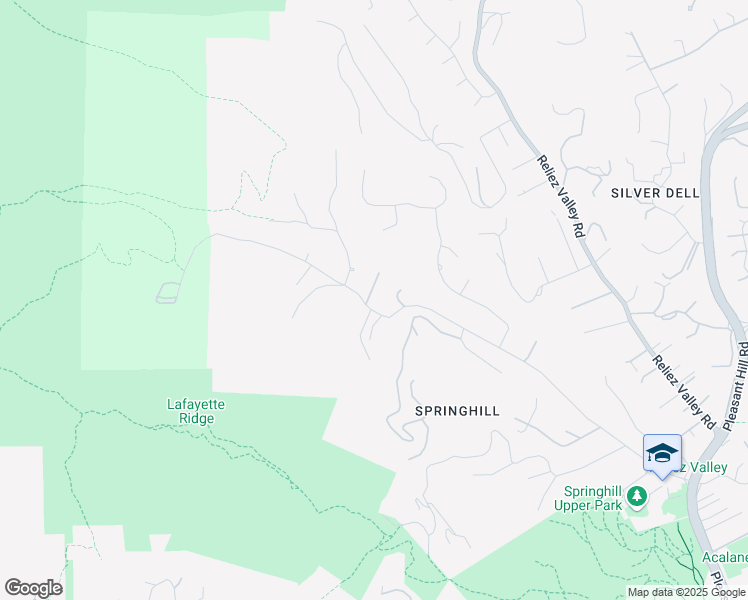 map of restaurants, bars, coffee shops, grocery stores, and more near 10 Springhill Lane in Lafayette
