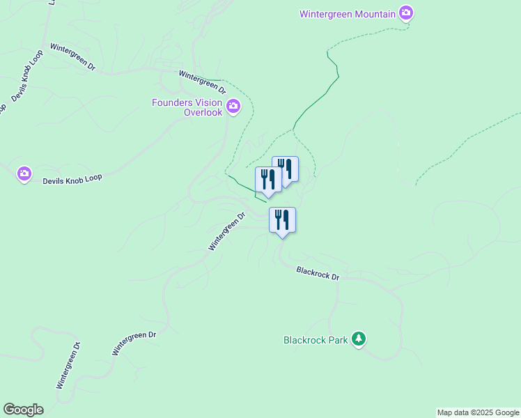 map of restaurants, bars, coffee shops, grocery stores, and more near 179 Mountain Inn Loop in Wintergreen Resort