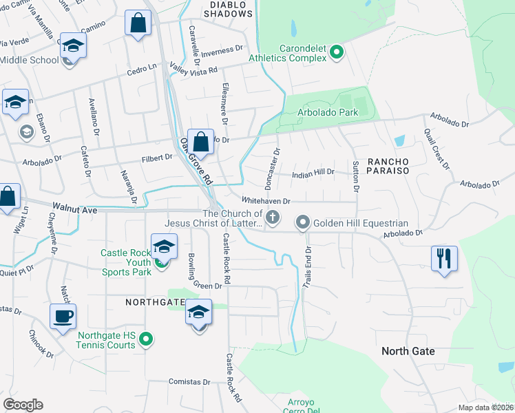 map of restaurants, bars, coffee shops, grocery stores, and more near 42 De Laurenti Court in Walnut Creek
