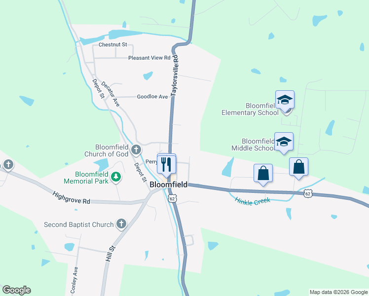 map of restaurants, bars, coffee shops, grocery stores, and more near McKay Ave in Bloomfield