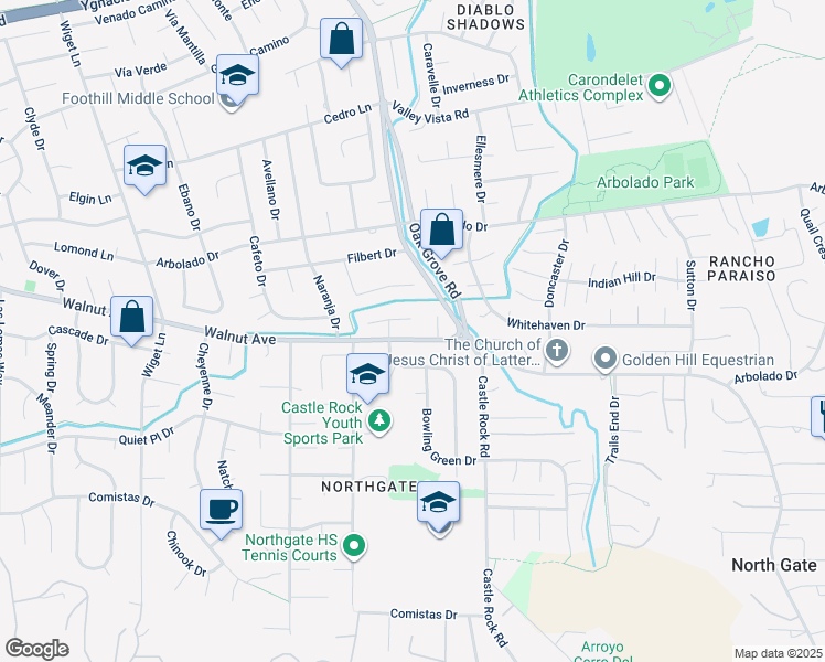 map of restaurants, bars, coffee shops, grocery stores, and more near 2975 Hurlstone Court in Walnut Creek