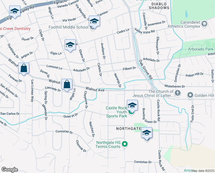 map of restaurants, bars, coffee shops, grocery stores, and more near 700 Snyder Lane in Walnut Creek