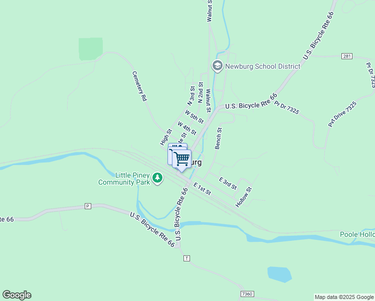 map of restaurants, bars, coffee shops, grocery stores, and more near 355 Main Street in Newburg