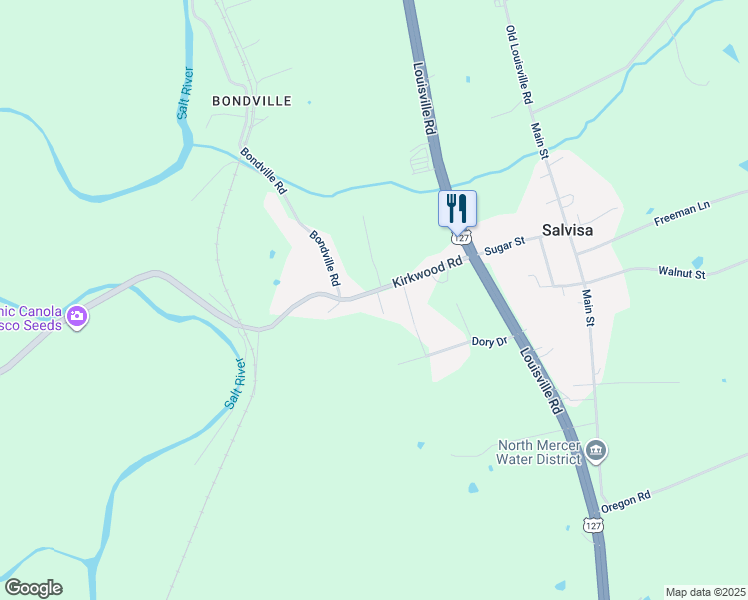 map of restaurants, bars, coffee shops, grocery stores, and more near 182 Kirkwood Road in Salvisa