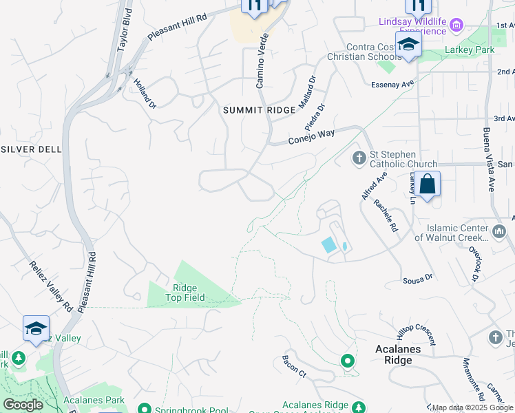 map of restaurants, bars, coffee shops, grocery stores, and more near 1425 Quail View Circle in Walnut Creek