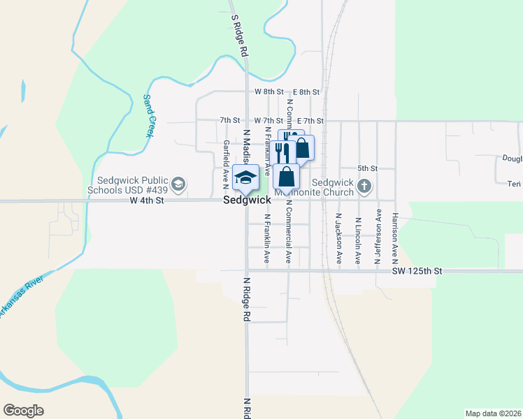 map of restaurants, bars, coffee shops, grocery stores, and more near in Sedgwick