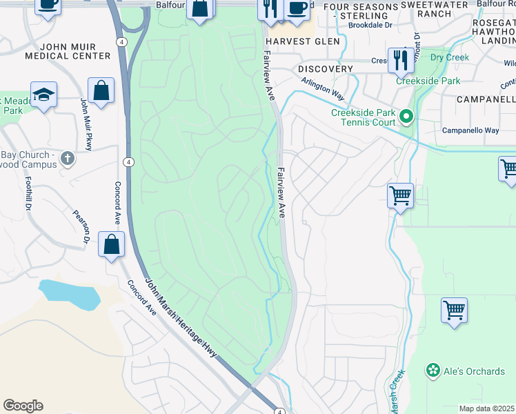 map of restaurants, bars, coffee shops, grocery stores, and more near 1476 Bismarck Lane in Brentwood