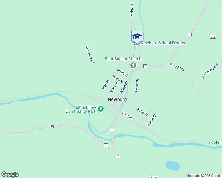 map of restaurants, bars, coffee shops, grocery stores, and more near 130 West 3rd Street in Newburg