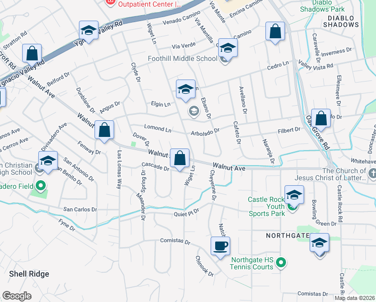 map of restaurants, bars, coffee shops, grocery stores, and more near 860 Walnut Avenue in Walnut Creek