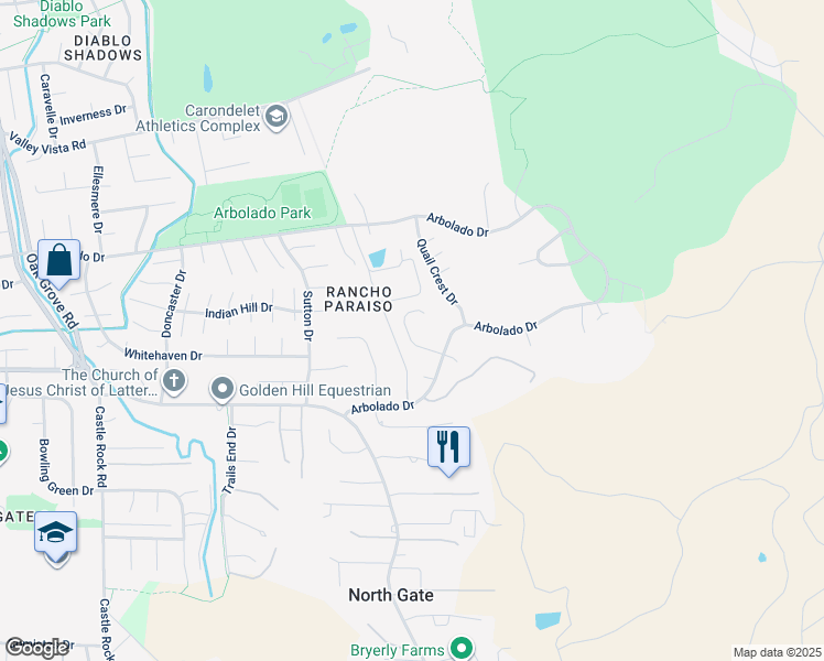 map of restaurants, bars, coffee shops, grocery stores, and more near 768 Woodwind Pl in Walnut Creek