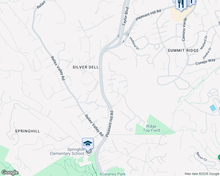map of restaurants, bars, coffee shops, grocery stores, and more near 519 Monarch Ridge Drive in Walnut Creek