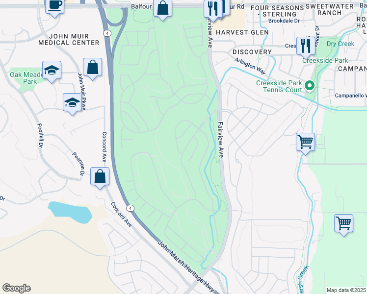 map of restaurants, bars, coffee shops, grocery stores, and more near 631 Baldwin Drive in Brentwood