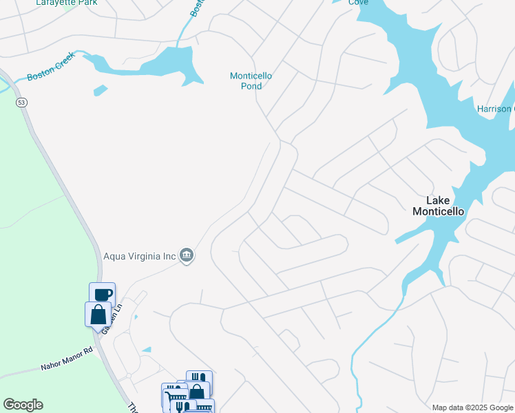 map of restaurants, bars, coffee shops, grocery stores, and more near 374 Jefferson Drive in Palmyra