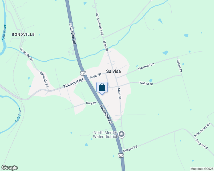 map of restaurants, bars, coffee shops, grocery stores, and more near 135 Walnut Street in Salvisa