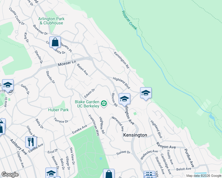 map of restaurants, bars, coffee shops, grocery stores, and more near 25 Kerr Avenue in Kensington